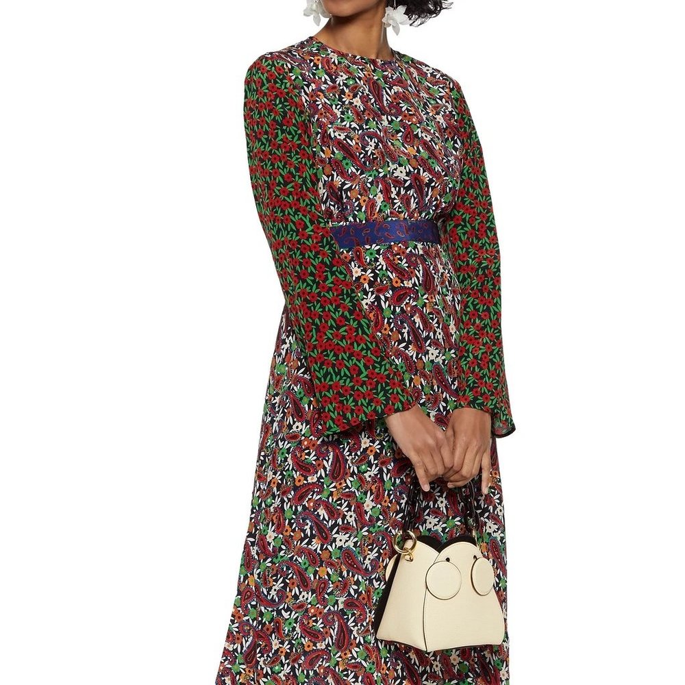 Trisha paneled printed silk crepe de chine midi dress from RIXO
